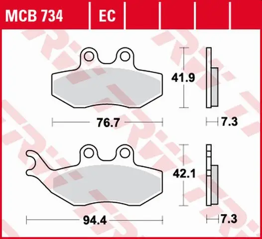 TRW ZF brzdové destičky KH194 organické APRILIA SX 50 14-, YAMAHA DT 50 04-08, TZR 50 03-20, XT 125 05-11, přední Vysoce Kvalitní