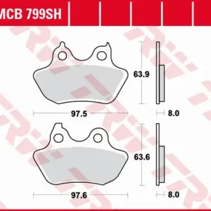 Akční Cena TRW ZF brzdové destičky KH434 sintrované STREET HARLEY DAVIDSON 1450 / 1584 / 1800 06-10, zadní