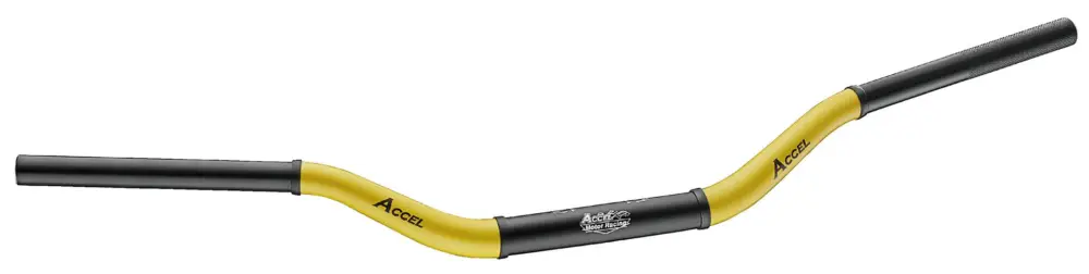 Rychlé Dodání ACCEL řidítka hliníková 28,6 mm TAPER MX vzor YAMAHA YZ vysoká (7075-T6) ergal dvoubarevná žlutá+černá (šířka 803mm, výška 92mm)