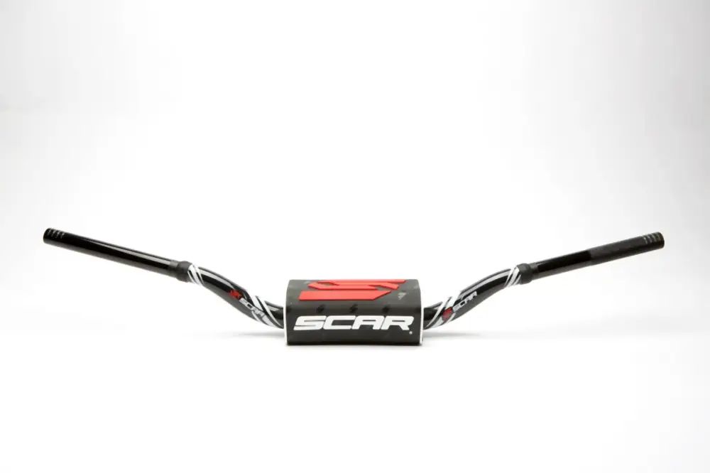 Must-Have SCAR RACING řidítka 28,6mm model RC BEND barva černá/bílá chránič barva černá/bílá/červená