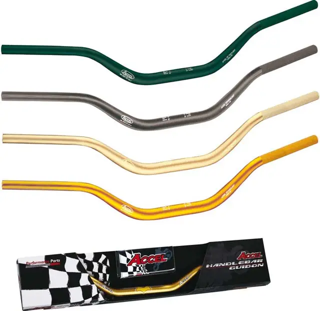 Značkový ACCEL řidítka hliníková 28,6 mm TAPER MX vzor YAMAHA YZ vysoká (7075-T6) ergal barva zlatá (šířka 803mm, výška 92mm)