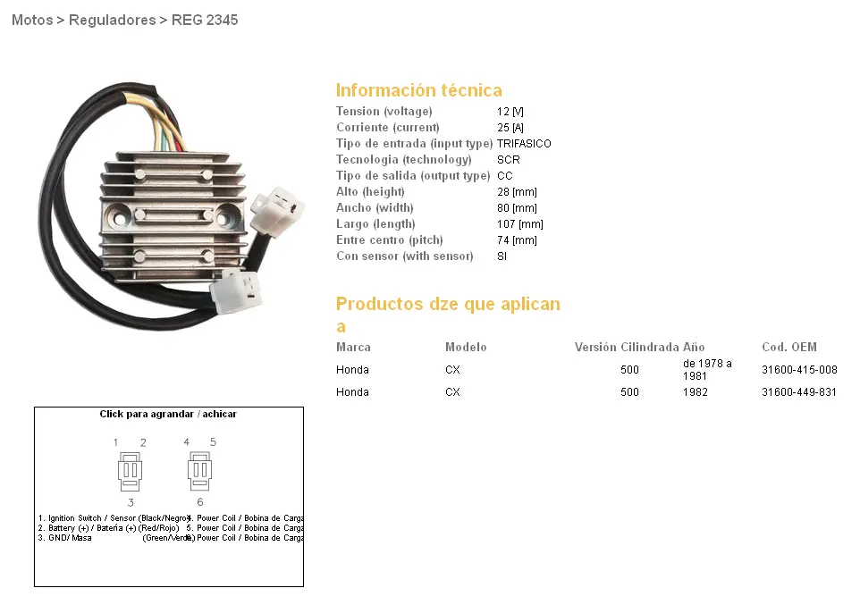 DZE regulátor napětí HONDA CX 500 78-82; CX 500 TURBO (31600-415-008, 31600-449-831) (ESR160) Oblíbený