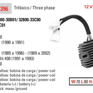 Zlevněný DZE regulátor napětí SUZUKI GSF 400 BANDIT 90-94; GS 500E 89-02; DR 650S 90-91 (ESR170) (32800-33C00)