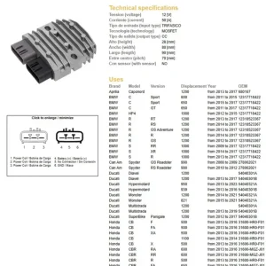 DZE regulátor napětí APRILIA; BMW; CAN AM; DUCATI; HONDA; KAWASAKI; SUZUKI; TRIUMPH; YAMAHA (50A) Ihned K Objednání
