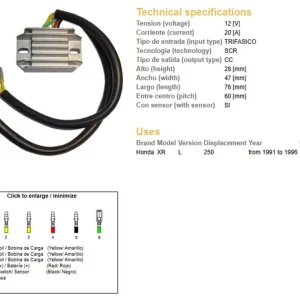 Přímo Od Výrobce DZE regulátor napětí HONDA XR 250L 91-96 (31600-KV6-670) (12V/20A)