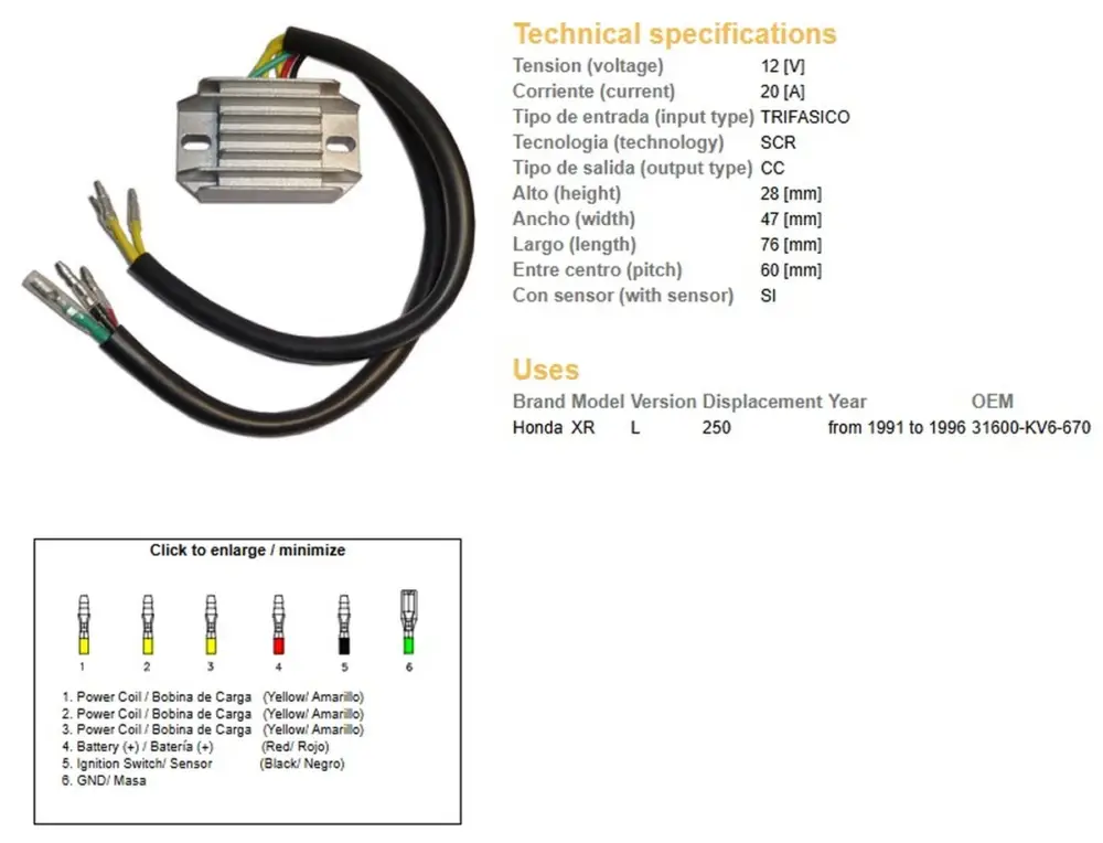 Přímo Od Výrobce DZE regulátor napětí HONDA XR 250L 91-96 (31600-KV6-670) (12V/20A)