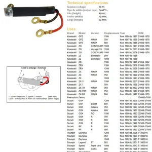 Speciální Cena DZE regulátor napětí SUZUKI GSF/GSX/GSXR, YAMAHA FZR 1000 KAWASAKI GPZ 900/1000/1100, ZZR1100/1200, ZRX1100/1200 (ESR025)