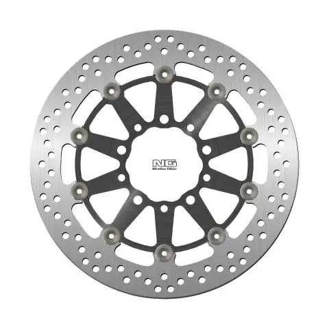 Zlevněný NG přední brzdový kotouč KAWASAKI ER6 F/N, ZX 10R 04-15, ZX6R 05-16, KLE 650 VERSYS 07-15, Z 750 (300X80X5mm) (5X10,5mm) plovoucí (prostředek hliníkový,černý)